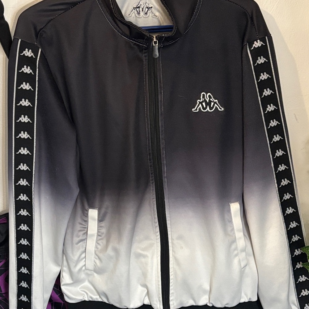 Kappa Men's Ombre Black and White Bomber Jacket